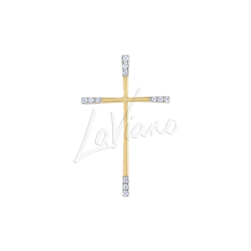 LaViano Fashion 14K Yellow Gold Cross with Diamonds