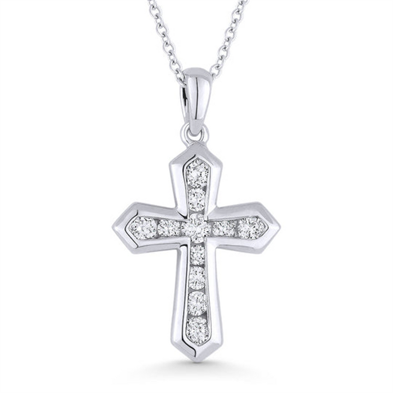 LaViano Fashion 14K White Gold Diamond Cross