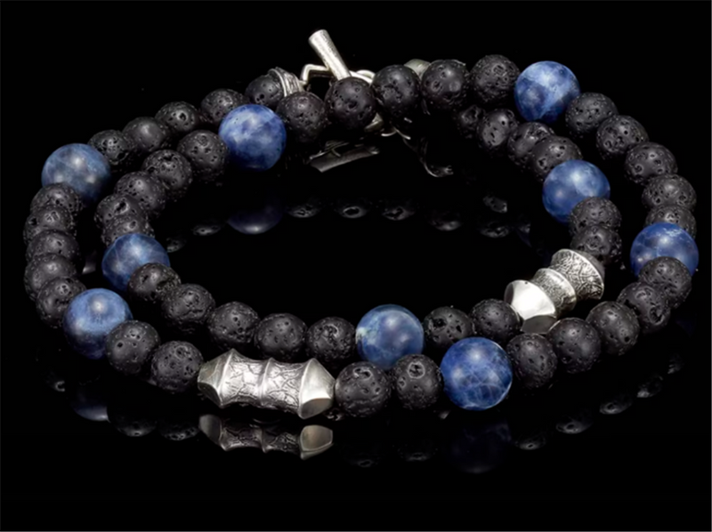 William Henry Sterling Silver Necklace Sodalite and Lava