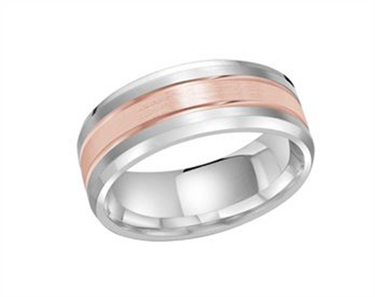 LaViano Fashion 14K White and Rose Gold  Wedding Band 8MM Size 10