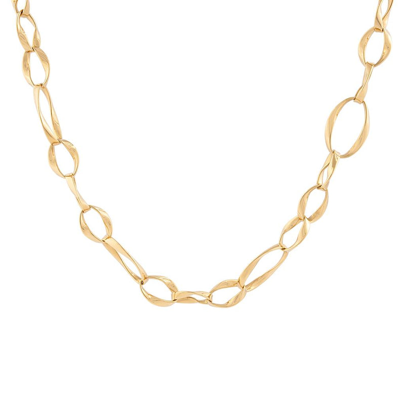 LaViano Fashion 18K Yellow Gold Large and Small Open  Link Necklace 18"