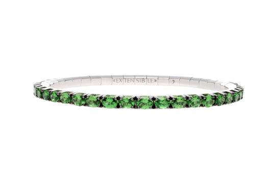 Extensible 18K White Gold Black Rhodium Tsavorite Stretch Tennis Bracelet