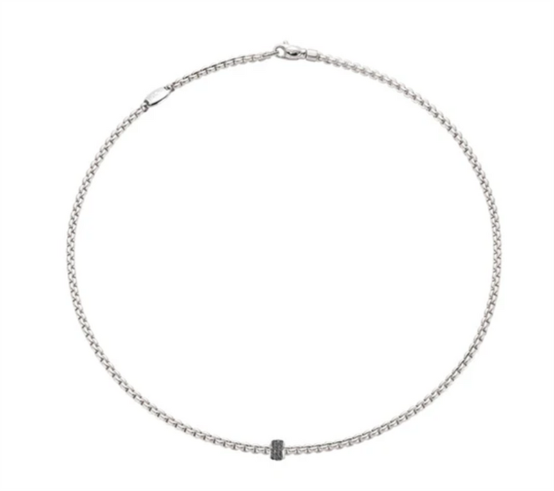 FOPE 18K White Gold Black Diamond Necklace Diamonds