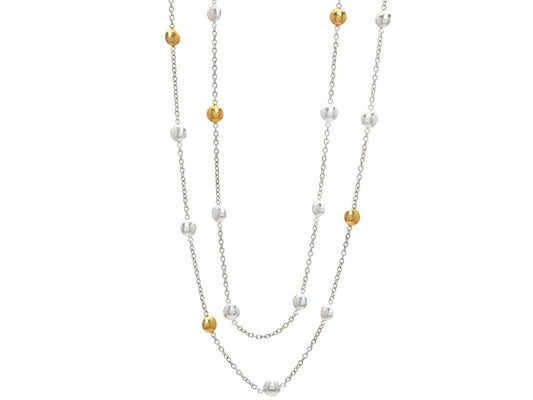 Gurhan Sterling Silver Necklace Layered with 24K Yellow Gold