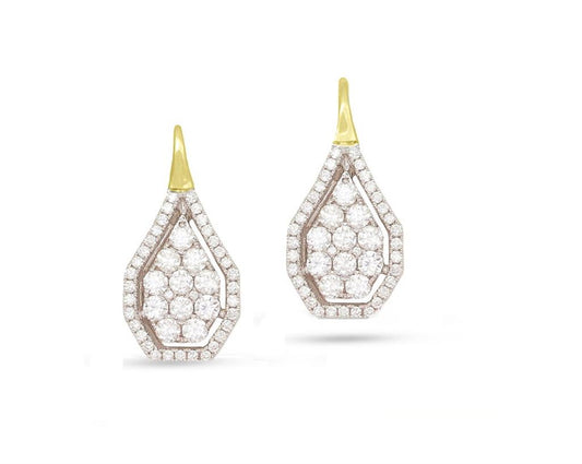Frederic Sage 14K Two Tone Diamond Drop Earrings