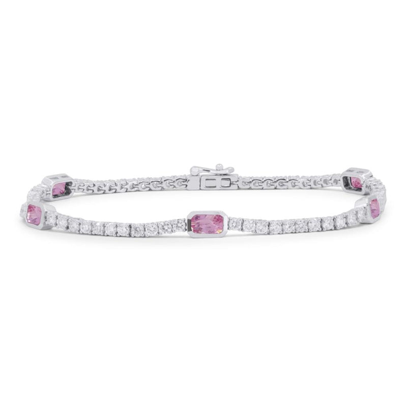 LaViano Fashion 14K White Gold Pink Sapphire and Diamond Bracelet