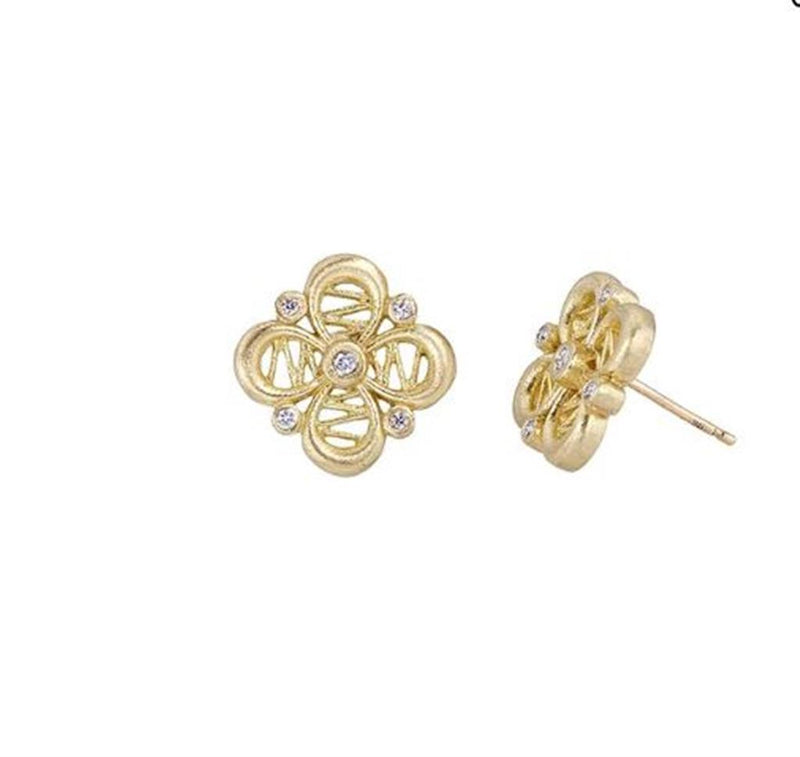 Tanya Farah 18K Yellow Gold and Diamond Earrings