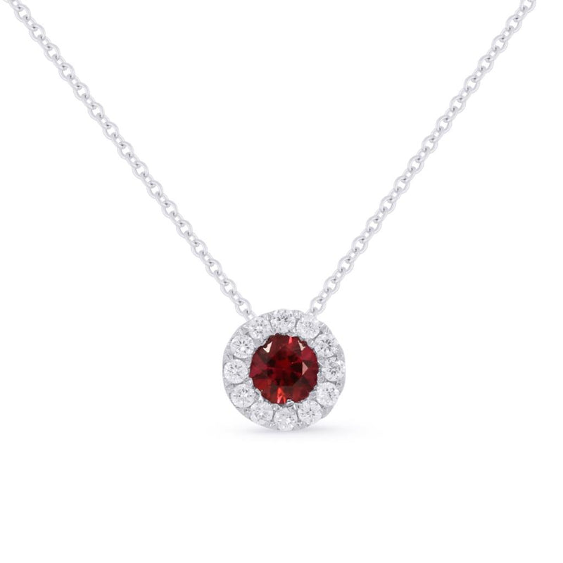 LaViano Fashion 14K White Gold Ruby and Diamond Necklace