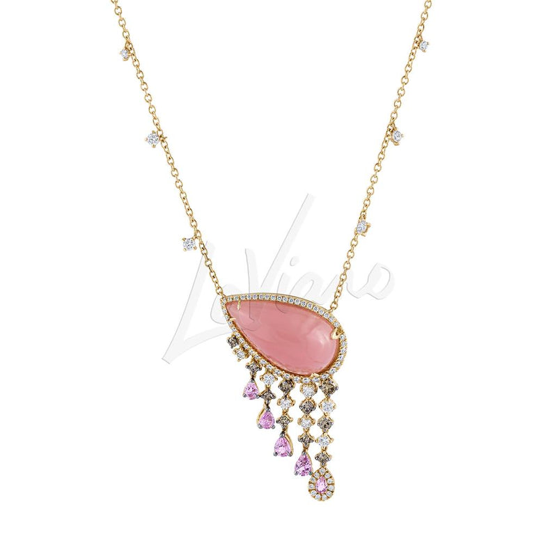 LaViano Fashion 18K Rose Gold Pink Sapphire And Diamond Necklace