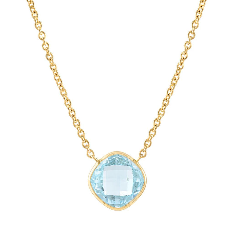 LaViano Fashion 14K Yellow Gold Blue Topaz Necklace