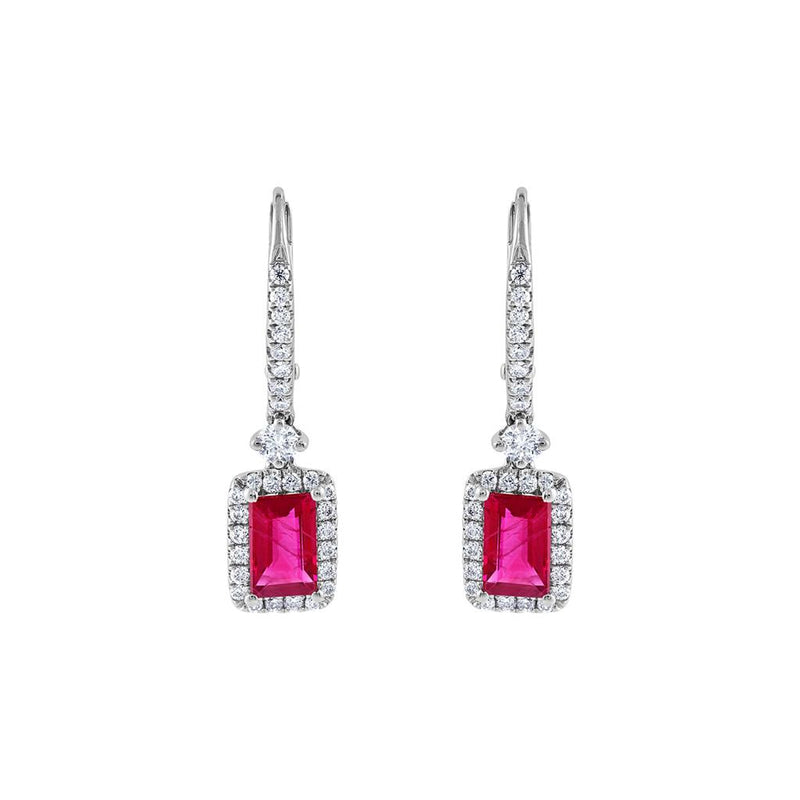 LaViano Fashion 18K White Gold Ruby and Diamond Earrings