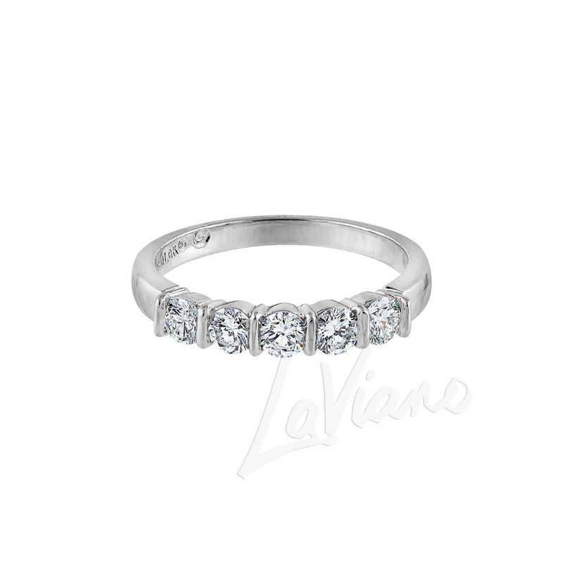 LaViano Fashion Platinum Wedding Band with 5 Solitaire Diamonds