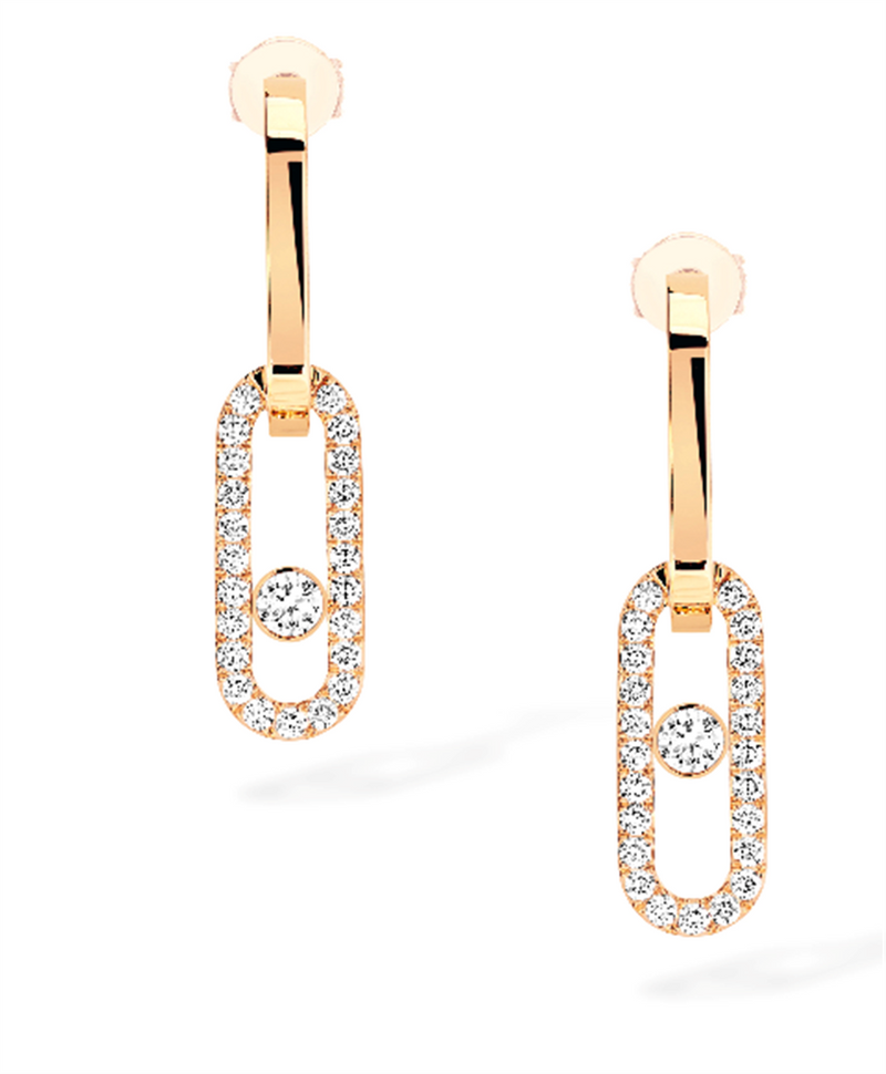 Messika 18K Yellow Gold and Diamond  Move Link Pendant Earrings