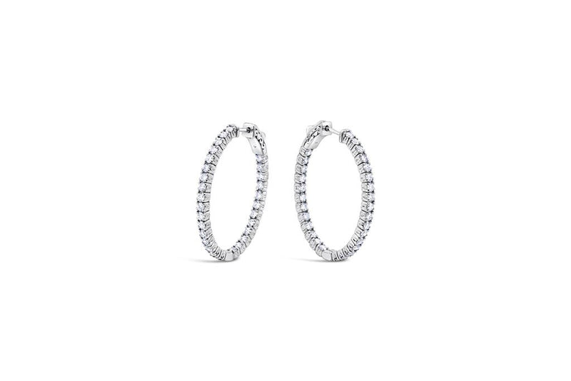 LaViano Fashion 14K White Gold Diamond Hoop Earrings