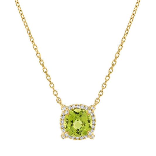 LaViano Fashion 14K Yellow Gold Peridot and Diamond Necklace
