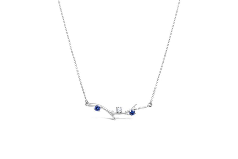 LaViano Fashion 14K White Gold Sapphire and Diamond Branch Necklace