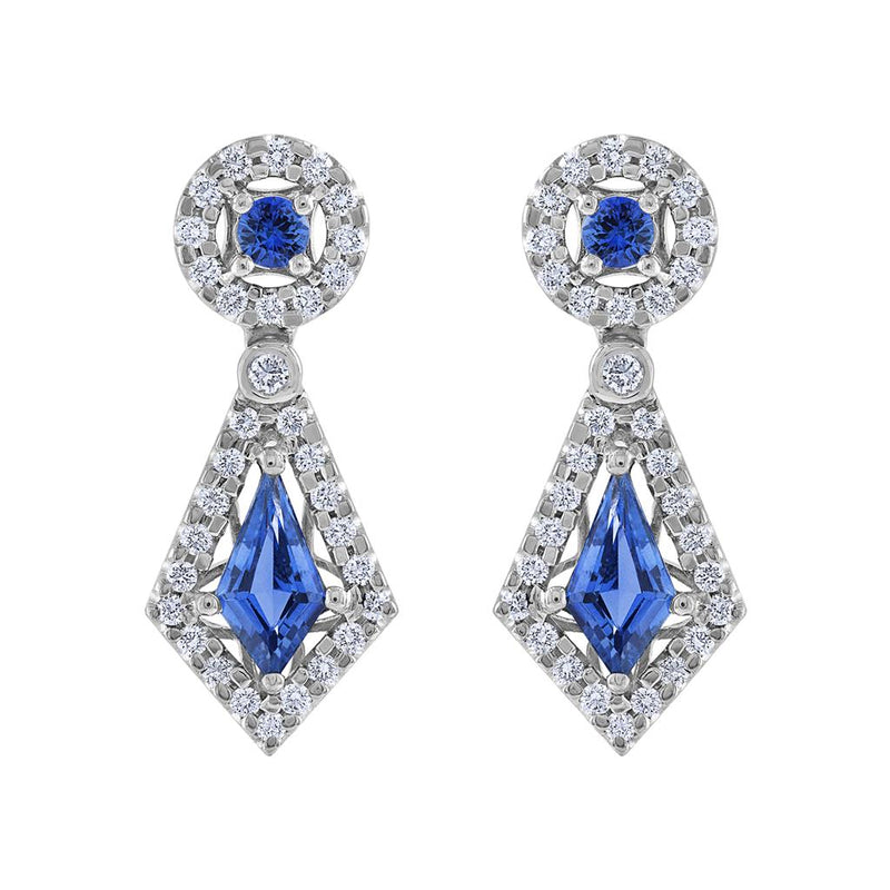 LaViano Fashion 18K White Gold Sapphire and Diamond Earrings