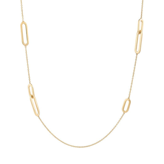 LaViano Fashion 14K Yellow Gold Station Necklace 34"
