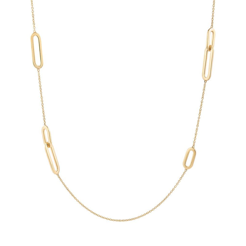 LaViano Fashion 14K Yellow Gold Station Necklace 34"