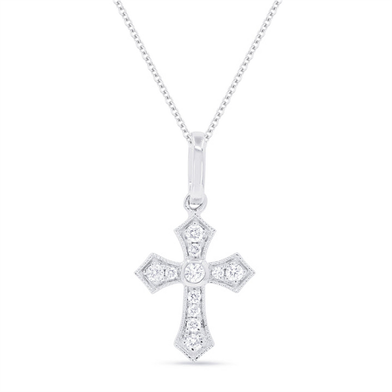 LaViano Fashion 14K White Gold Diamond Cross