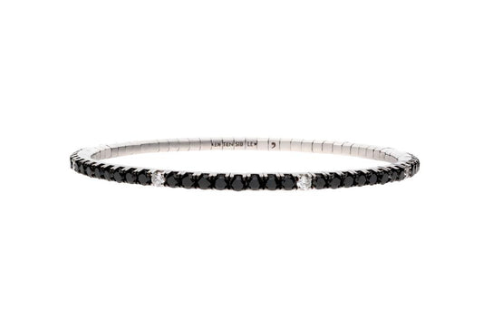 Extensible 18K White Gold Black & White Diamond Stretch Tennis Bracelet