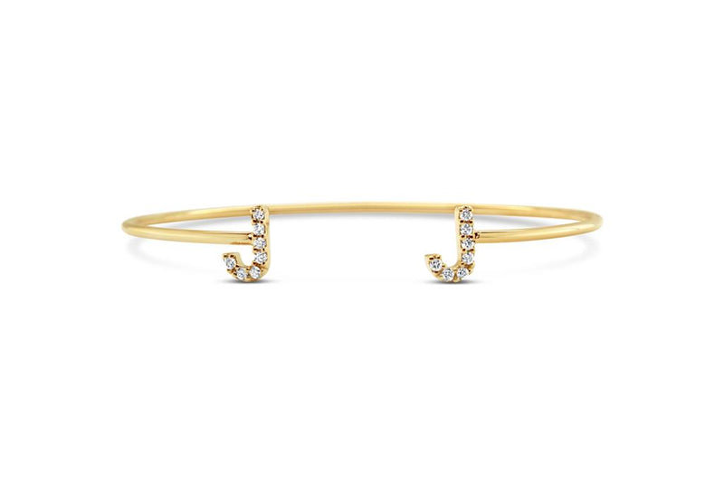 LaViano Fashion 18K Yellow Gold Diamond Initial "J" Bracelet