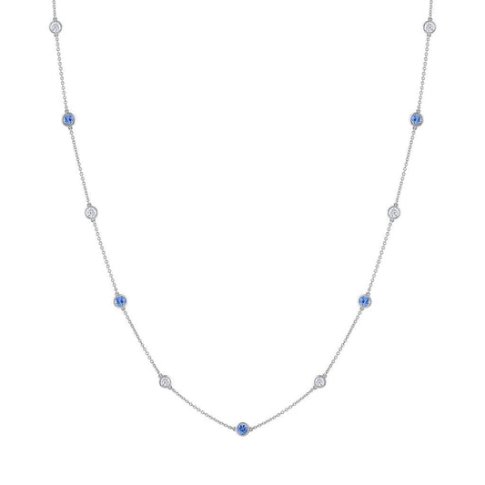 LaViano Fashion 14K White Gold Sapphire and Diamond Necklace