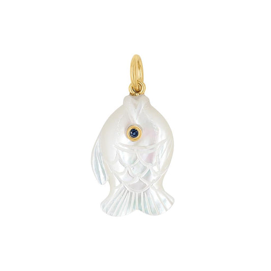 Mazza 14K Yellow Gold Mother Of Pearl and Pink Sapphire Charm