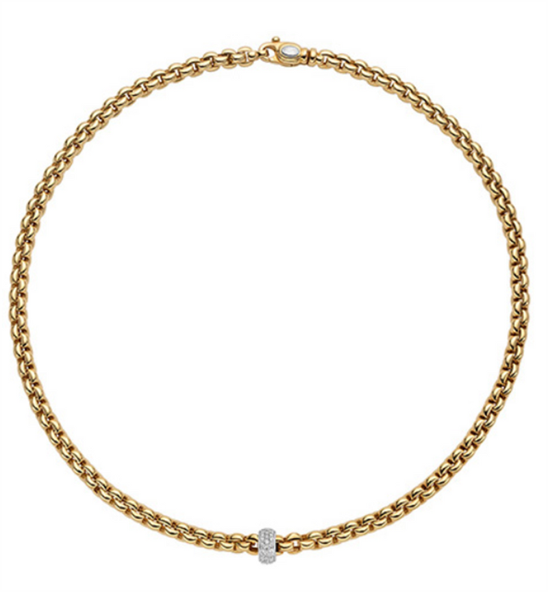 FOPE18K Yellow Gold Necklace Diamonds