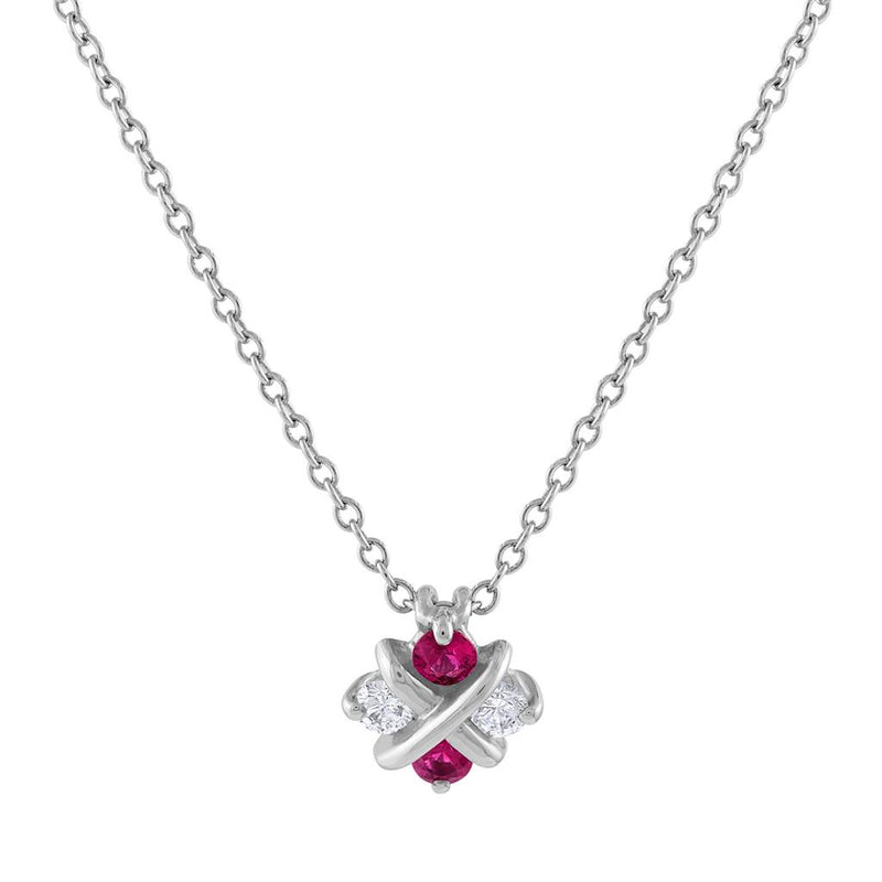 LaViano Fashion 18K White Gold Ruby and Diamond Pendant