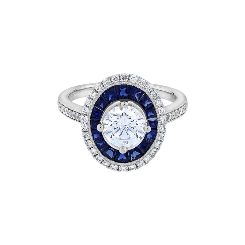 Pe Jay Platinum Sapphire and Diamond Semi Mounting Ring