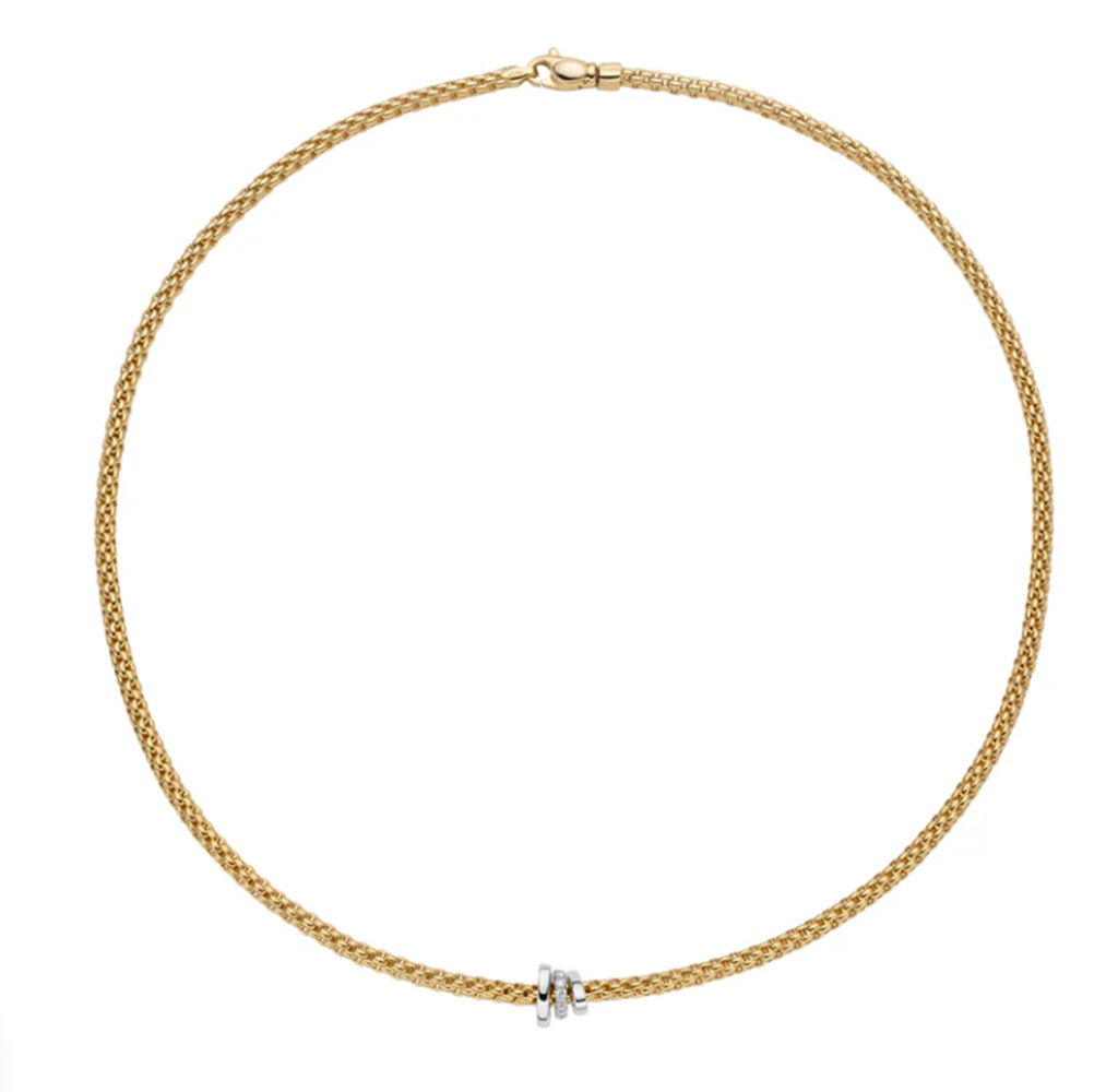 FOPE 18K Yellow Gold Diamond Rope Necklace