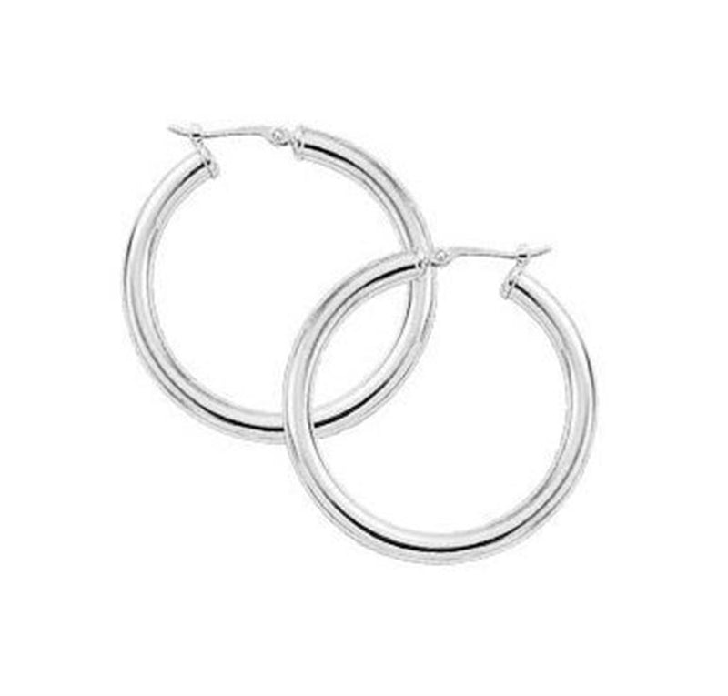 LaViano Fashion Sterling Silver Hoop Earrings 3X30MM