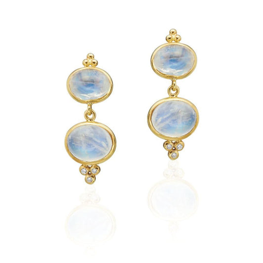Mazza 14K Yellow Gold Moonstone and Diamond Earrings