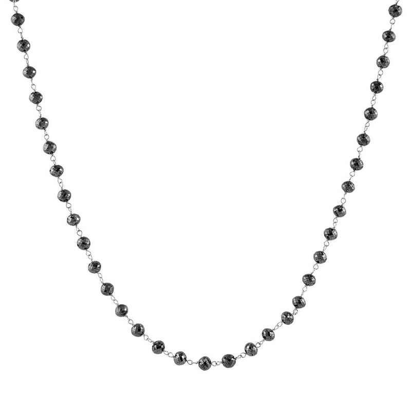 LaViano Fashion 14K White Gold Black Diamond Beaded Necklace