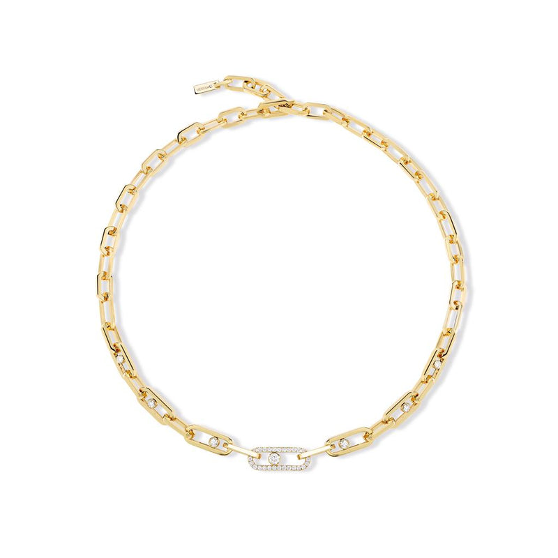 Messika 18K Yellow Gold and Diamond Move Link Necklace
