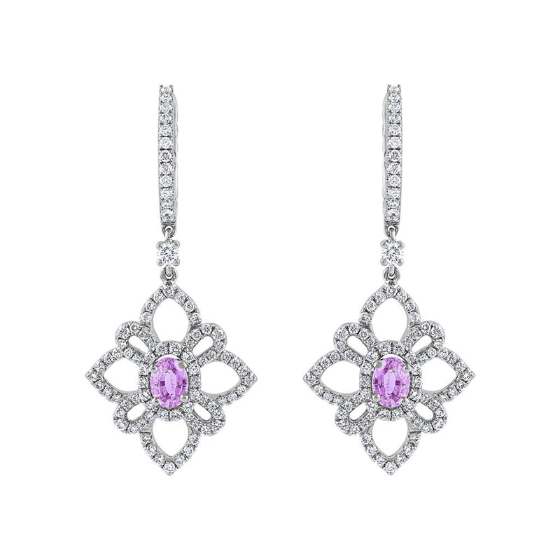 LaViano Fashion 18 White Gold Pink Sapphire and Diamond Earrings