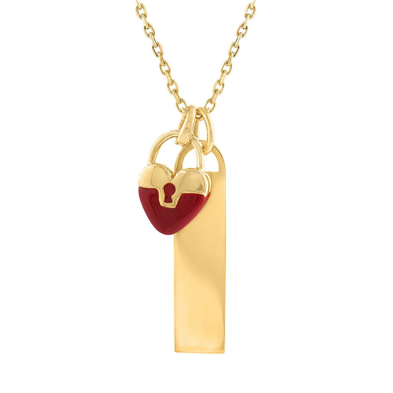 LaViano Fashion 18K Yellow Gold Engravable Tag Necklace