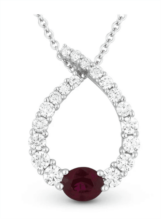 LaViano Fashion 14K White Gold Ruby and Diamond Pendant
