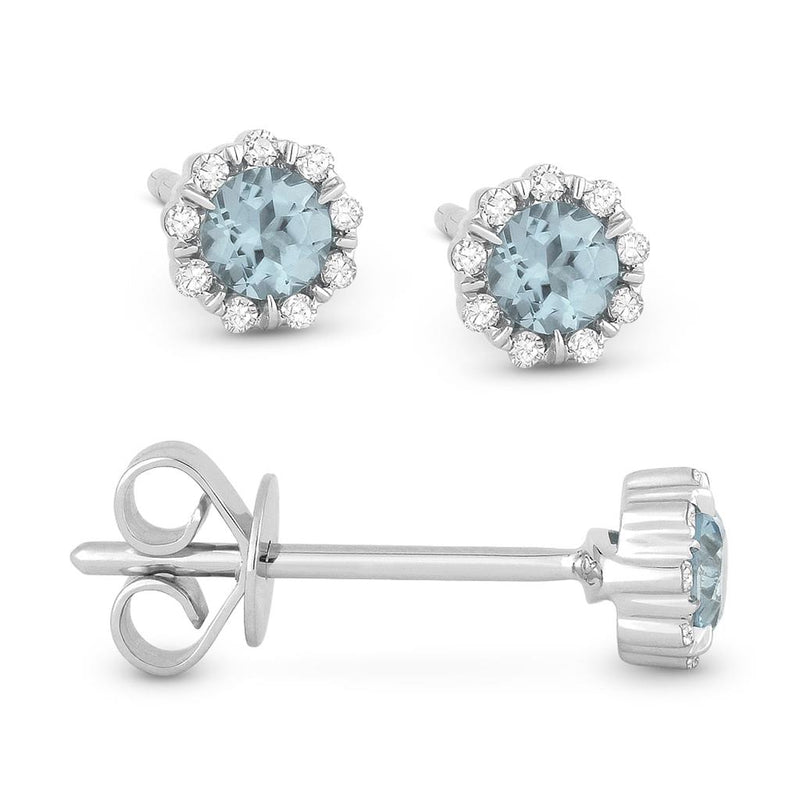 LaViano Fashion 14K White Gold Blue Topaz and Diamond Earrings