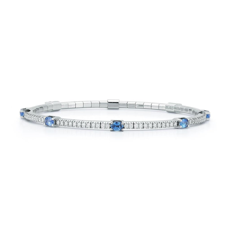 extensible 18K White Gold Sapphire and Diamond Stretch Tennis Bracelet