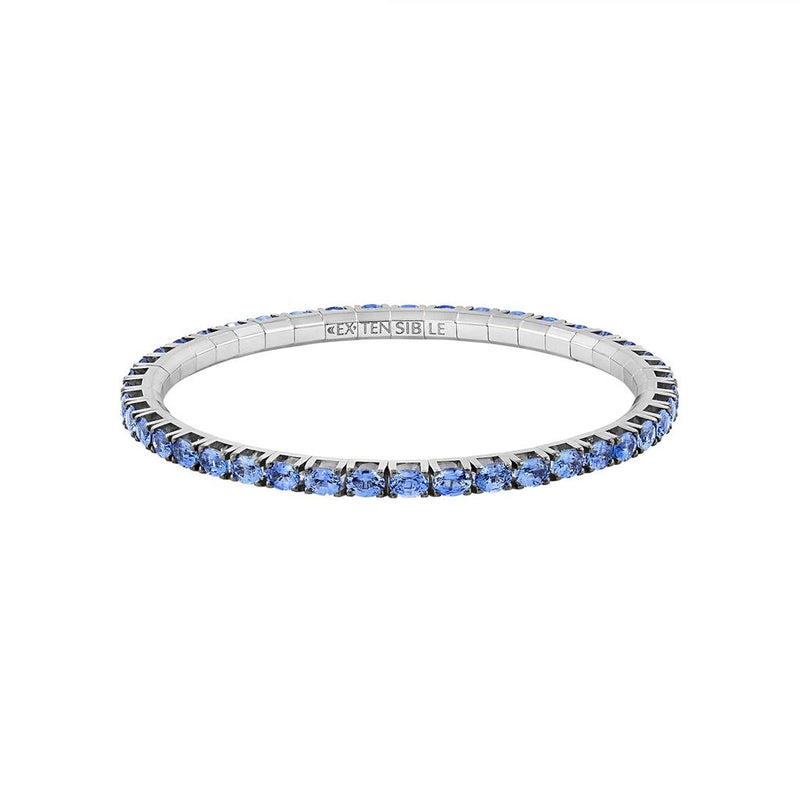 Extensible 18K White Gold Oval Cut Sapphire Stretch Tennis Bracelet