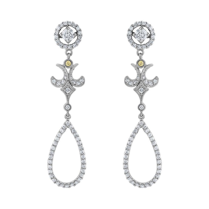 LaViano Fashion 18K White Gold Diamond Earrings Diamonds 1.45 Carats