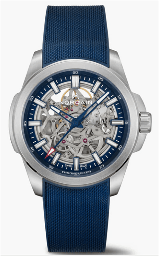 Independence Skeleton Blue Dial with Blue Mesh Rubber Strap on Steel Buckle  Refernce No: N3000.07S01.A01.R01