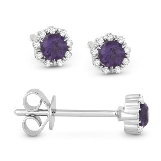 LaViano Fashion 14K White Gold Created Alexandrite and Diamond Earrings
