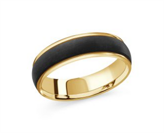 LaViano Fashion 14K Yellow Gold Carbon Fiber Wedding Band 6MM Size 10