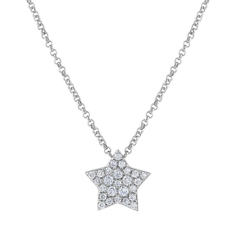 LaViano Fashion 14K White Gold Diamond Star Necklace