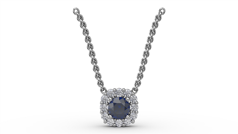 LaViano Fashion 14K White Gold Sapphire and Diamond Necklace