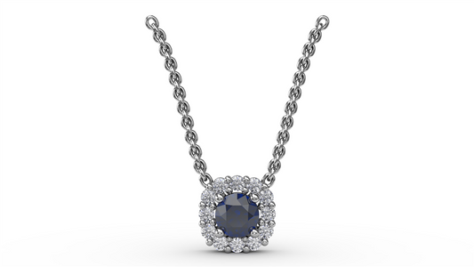 LaViano Fashion 14K White Gold Sapphire and Diamond Necklace