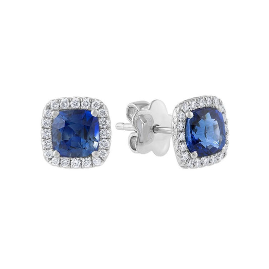 LaViano Fashion 18K White Gold Sapphire and Diamond Earrings